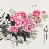 【已售】梁景欣 四尺斗方《花開富貴》 青大美院學(xué)院派畫家