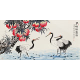 朱祖義 四尺《多福仙壽圖》 中國老子書畫院副院長