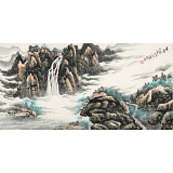 【已售】徐來選 四尺《春瀑人家》 河南美協(xié)會員