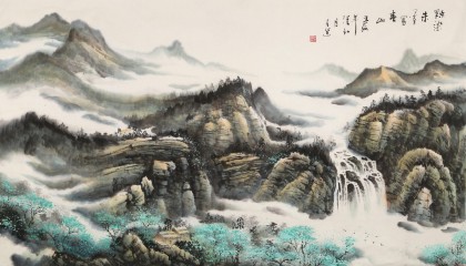 徐來選 六尺《點染朱墨寫春山》 河南美協(xié)會員