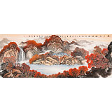 【已售】蔣元發(fā) 小六尺《萬山紅遍 源遠流長》 廣西著名山水畫家