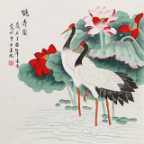 【已售】凌雪 四尺斗方《鶴壽圖》 北京美協(xié)會(huì)員