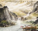 【已售可訂制】李碧峰 小八尺《松澗飲馬圖》 中國書畫家協(xié)會理事