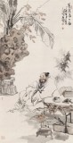 【已售】何軍委 四尺《蕉蔭高士圖》 中美協(xié)會員 人物畫名家