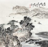 庾超然 四尺斗方《遠(yuǎn)浦征帆圖》 黃鶴樓書畫院院長