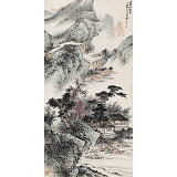 【已售】劉金河 四尺《山靜好讀書》 國家畫院山水名家