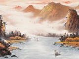 【已售】張慧仁 小六尺《秋江帆影圖》 廣西山水畫(huà)家協(xié)會(huì)常務(wù)理事