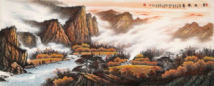 張慧仁 小八尺《金秋鶴舞》 廣西山水畫家協(xié)會常務(wù)理事