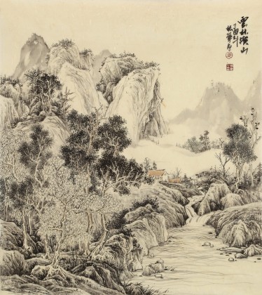 【已售】孟振華 四尺斗方《云林溪山》西安美院研究生 金獎獲得者