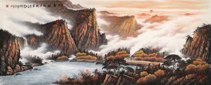 【已售】張慧仁 小八尺《一夜秋風(fēng)滿樹金》 廣西山水畫家協(xié)會常務(wù)理事