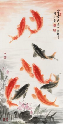 【已售】周升達(dá) 四尺《富貴久魚》 中國(guó)畫院國(guó)畫組長(zhǎng)（詢價(jià)）