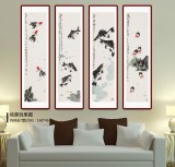 王永剛 四條屏手指畫《金玉滿堂》 國家一級(jí)美術(shù)師（詢價(jià)）