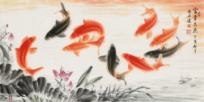 【已售】周升達(dá) 四尺《富貴久魚》 中國畫院國畫組長（詢價(jià)）