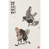 【已售】韓恩勝 四尺三開《體胖勤走路》中美協(xié)會(huì)員 水墨漫畫名家