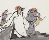 【已售】韓恩勝 四尺三開《酒深情亦深》中美協(xié)會員 水墨漫畫名家