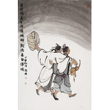 韓恩勝 四尺三開《醉飲伏來自得娛》中美協(xié)會員 水墨漫畫名家