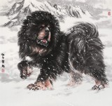 【已售】王貴邱 六尺斗方《高瞻遠(yuǎn)矚》 當(dāng)代著名藏獒畫家