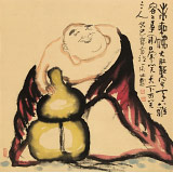 周自豪 四尺斗方《彌勒佛》 當(dāng)代著名禪意畫家