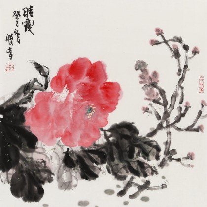 李勝春三尺斗方富貴牡丹《晴霞》