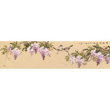 【已售】皇甫小喜 四尺對開《紫藤掛云木》 河南著名花鳥畫家