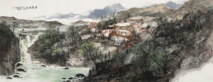 【已售】管旺林 小六尺《云溪隱境》 中美協(xié)會員