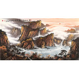 張慧仁 六尺《煙雨秋深水流長》 廣西山水畫家協(xié)會常務(wù)理事