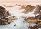 【已售】張慧仁 小六尺《金秋曙色》 廣西山水畫家協(xié)會常務(wù)理事