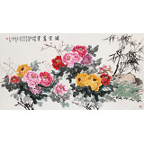 【已售】梁景欣 六尺《滿堂富貴》 青大美院學(xué)院派畫家