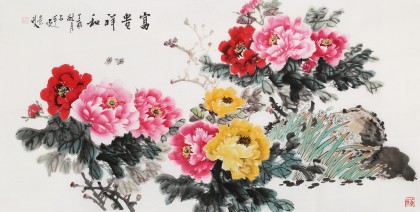 【已售】梁景欣 四尺《富貴祥和》 青大美院學院派畫家