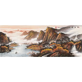 【已售】張慧仁 小六尺《金秋曙色》 廣西山水畫家協(xié)會常務理事