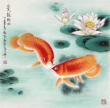 南海禪寺 妙林居士 四尺斗方《雙龍戲水》