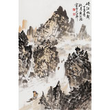 【已售】庾超然 四尺三開《峽江帆影》 黃鶴樓書畫院院長