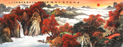 【已售】蔣元發(fā) 小六尺《層林盡染 萬山紅遍》 廣西著名山水畫家
