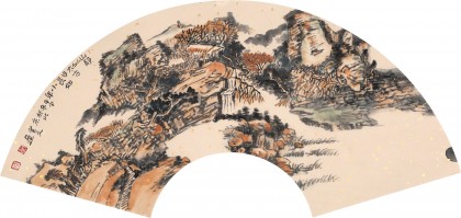 【已售】胡書文 扇面 《山靜似太古》中國書畫院創(chuàng)作院副院長