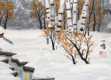 何一鳴 四尺斗方《雪溪圖》 冰雪畫(huà)派畫(huà)家 師從于志學(xué)