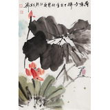 【已售】庾超然 四尺三開(kāi)《荷塘鳴翠》 黃鶴樓書(shū)畫(huà)院院長(zhǎng)