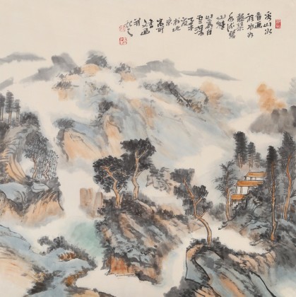 胡書文 四尺斗方《山高白云深》中國書畫院創(chuàng)作院副院長（詢價）