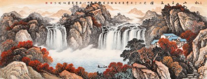 【已售】蔣元發(fā) 小六尺《秋山白玉圖》 廣西著名山水畫家