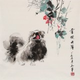 尹和平 四尺斗方《喜從天降》 當代鄉(xiāng)土童趣繪畫名家