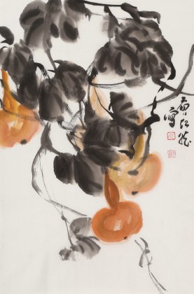 【已售】庾超然 四尺三開《福祿滿堂》 黃鶴樓書畫院院長