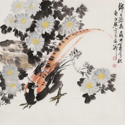 【已售】庾超然 四尺斗方《錦上添花》 黃鶴樓書畫院院長(zhǎng)