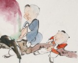 【已售】曹建濤 三尺《獻(xiàn)壽圖》 獨(dú)具特色水墨人物畫家