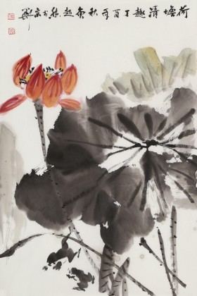 【已售】庾超然 四尺三開(kāi)《荷塘清趣》 黃鶴樓書(shū)畫(huà)院院長(zhǎng)