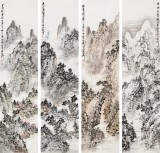 【已售】庾超然 四條屏《四季山水》 黃鶴樓書畫院院長(zhǎng)
