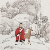 趙開新 四尺斗方《溪山高逸圖》 中美協(xié)會(huì)員 國(guó)家畫院畫家（詢價(jià)）