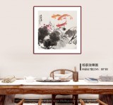 【已售】梁景欣 四尺斗方《連年有余》 青大美院學(xué)院派畫家