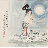 【已售】李鳳英 四尺斗方《夜吟方知月近人》 北京美協(xié)會員（詢價）