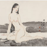 【已售】李鳳英 四尺斗方《凝情靜思》 北京美協(xié)會員