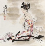 【已售】李鳳英 四尺斗方《凝情無語》 北京美協(xié)會(huì)員（詢價(jià)）