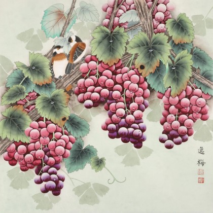 趙逸梅 四尺斗方《紫氣東來》 著名工筆畫家